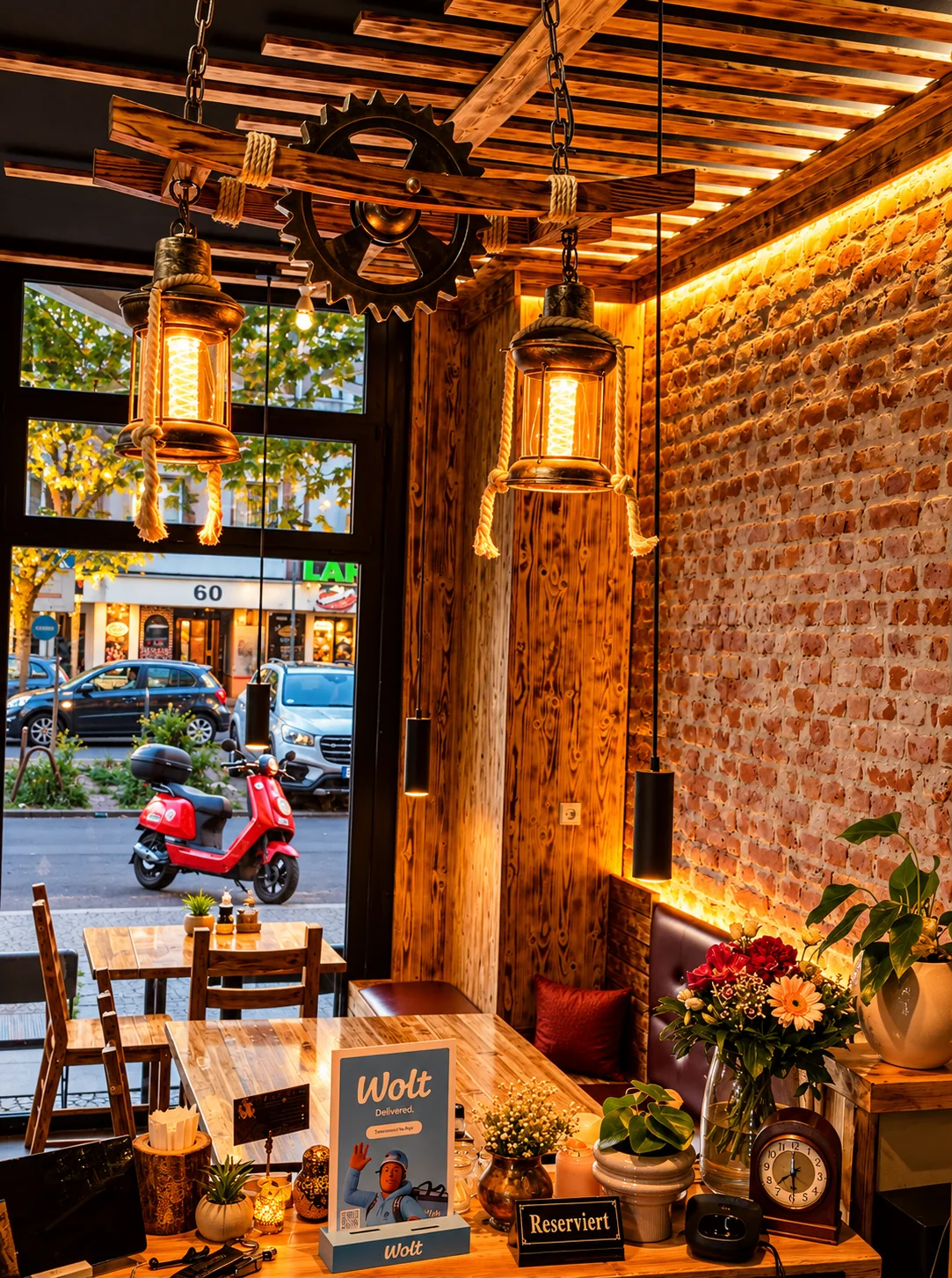Salle du restaurant Pooneh ouverte sur la rue